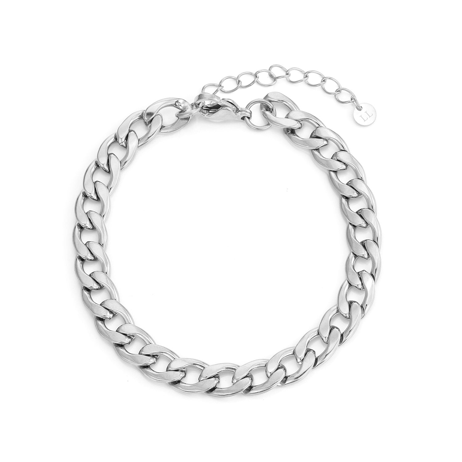 Platte schakel armband 8mm Zilver - Desieradenconcurrent.nl