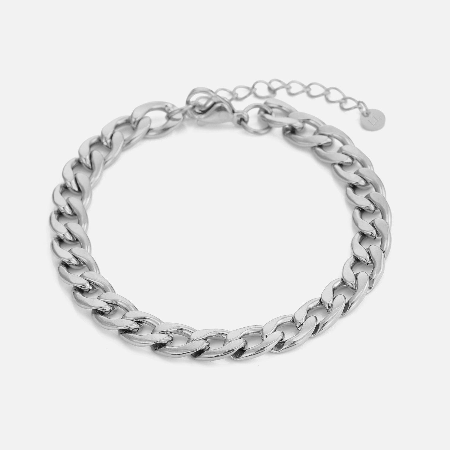 Platte schakel armband 8mm Zilver - Desieradenconcurrent.nl