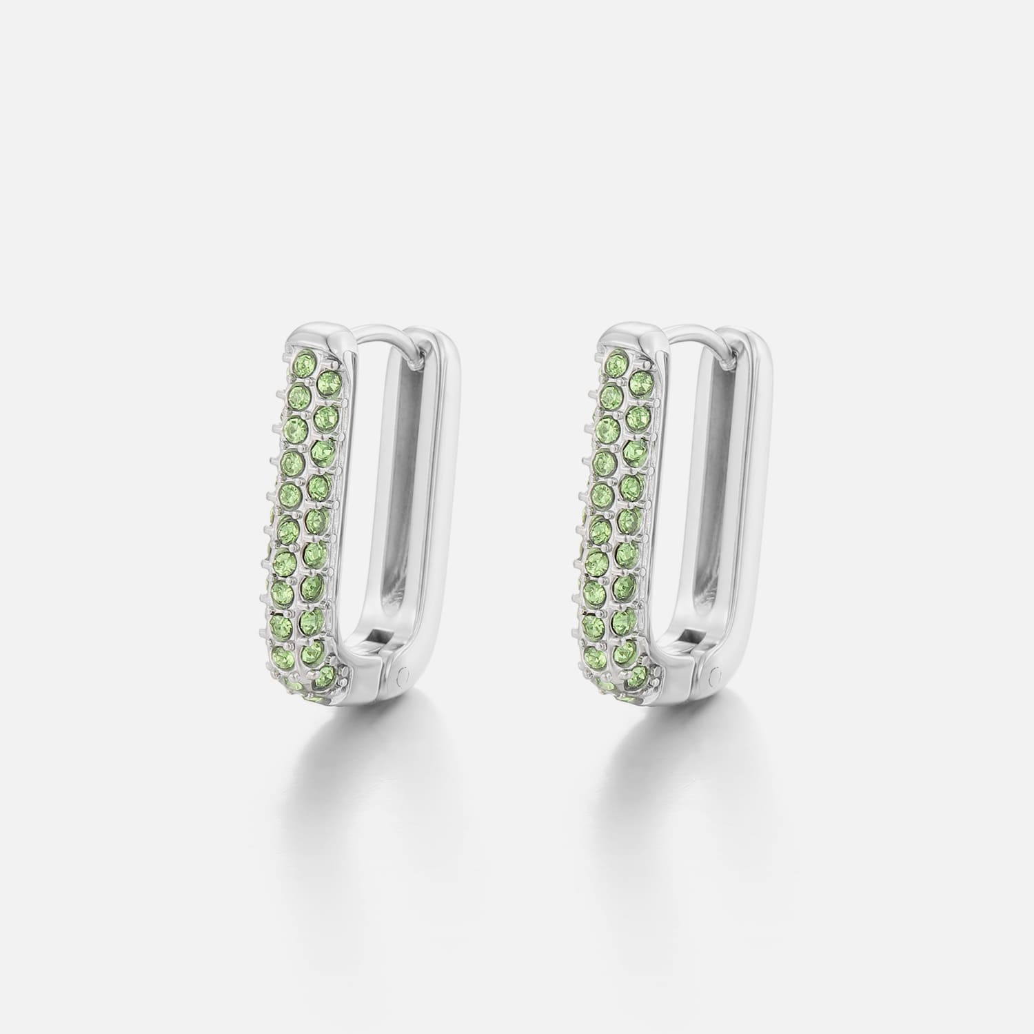 Rechthoekige oorbellen steentjes zilver/groen - Desieradenconcurrent.nl