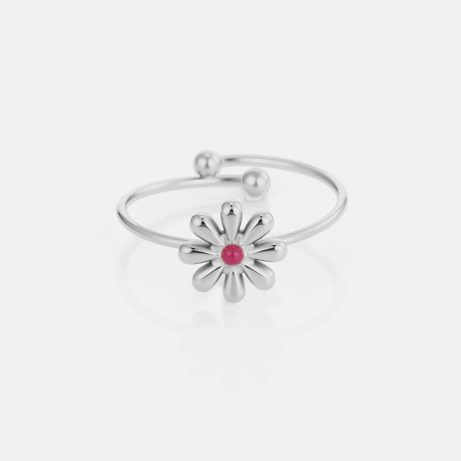 Ring bloem met steentje zilver - Desieradenconcurrent.nl