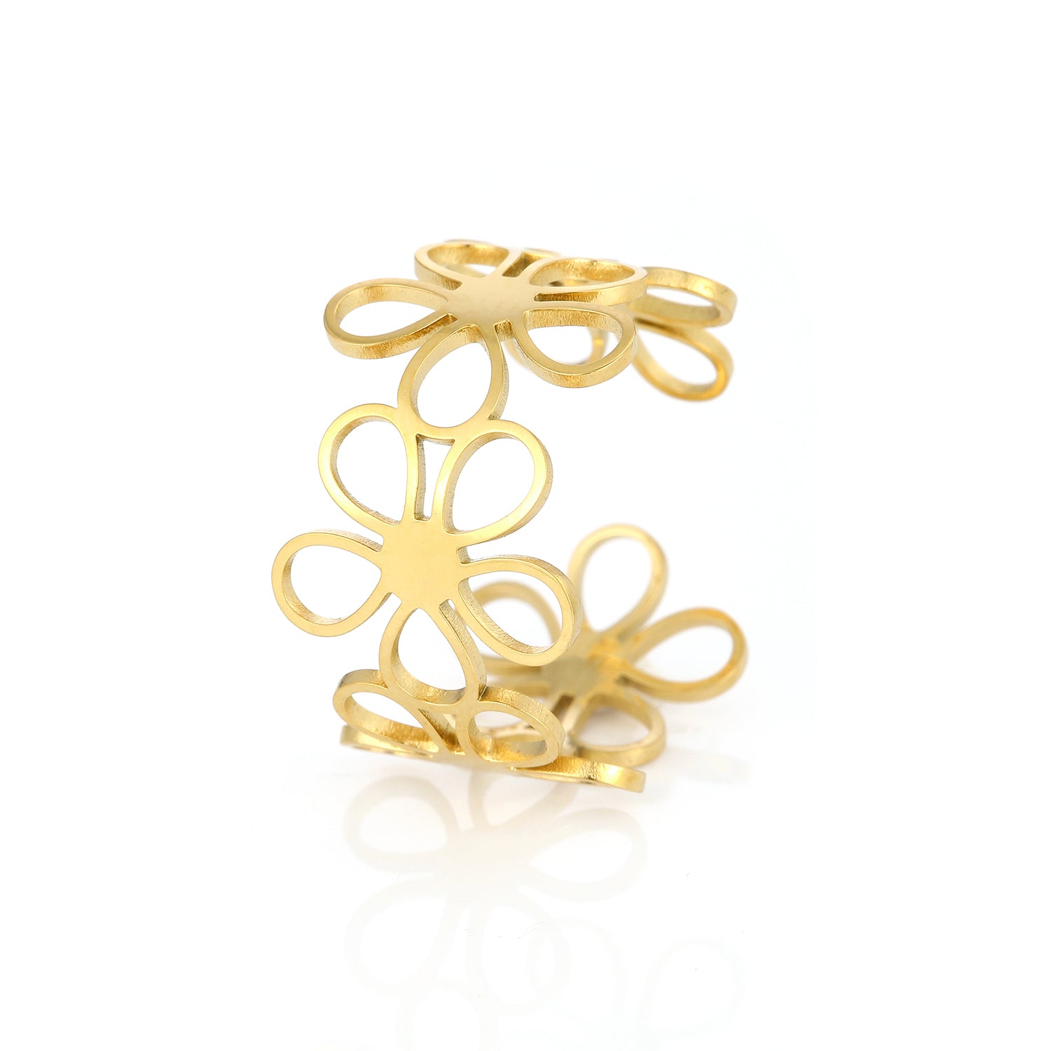 Ring connected flowers goud - Desieradenconcurrent.nl