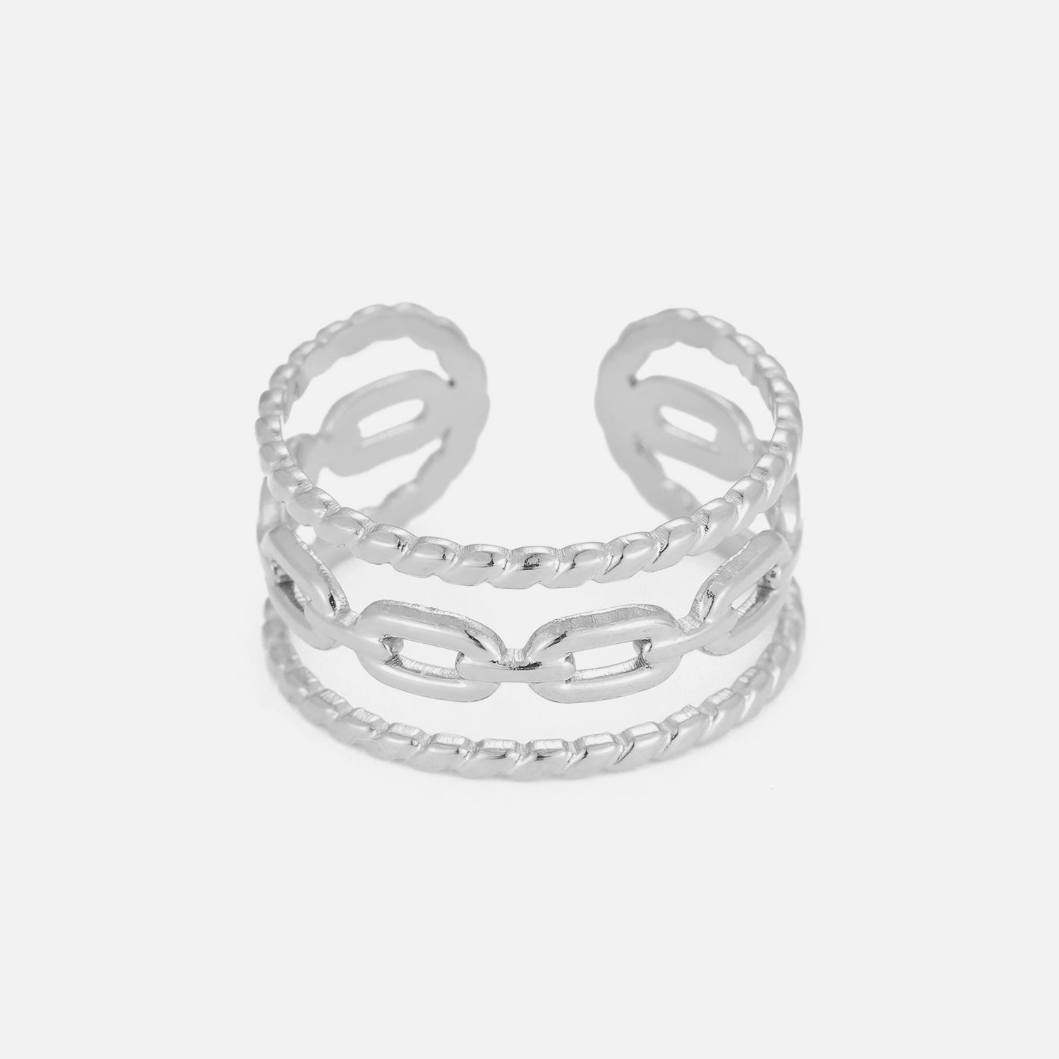 Ring drielaags schakel zilver - Desieradenconcurrent.nl