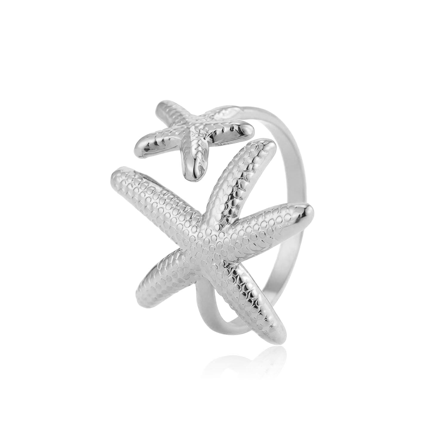 Ring dubbele zeester zilver - Desieradenconcurrent.nl