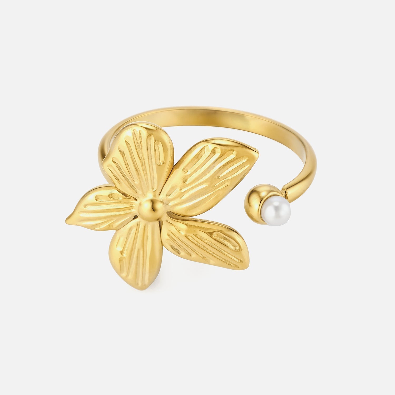 Ring fancy bloem parel goud - Desieradenconcurrent.nl