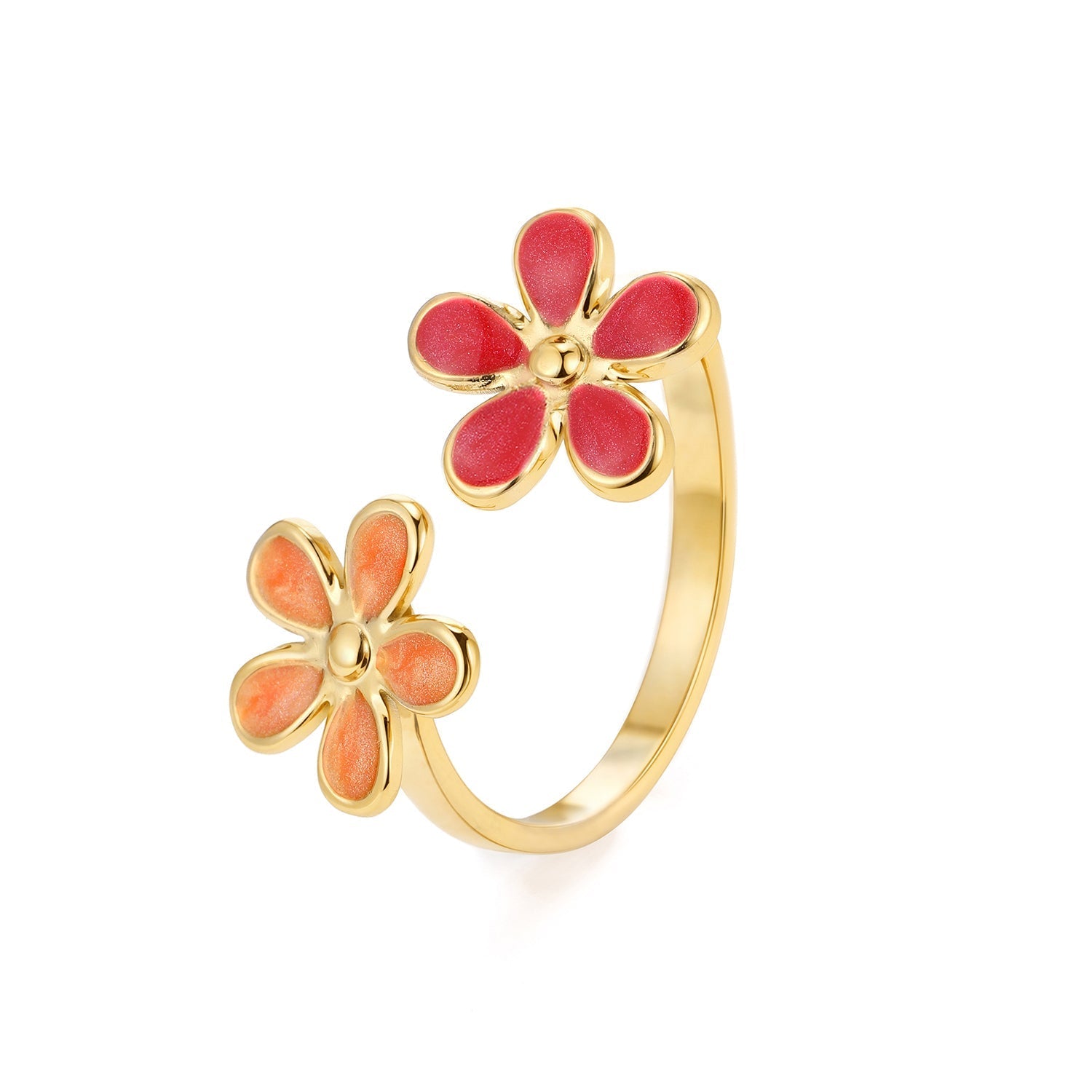 Ring gekleurde bloemen goud - Desieradenconcurrent.nl