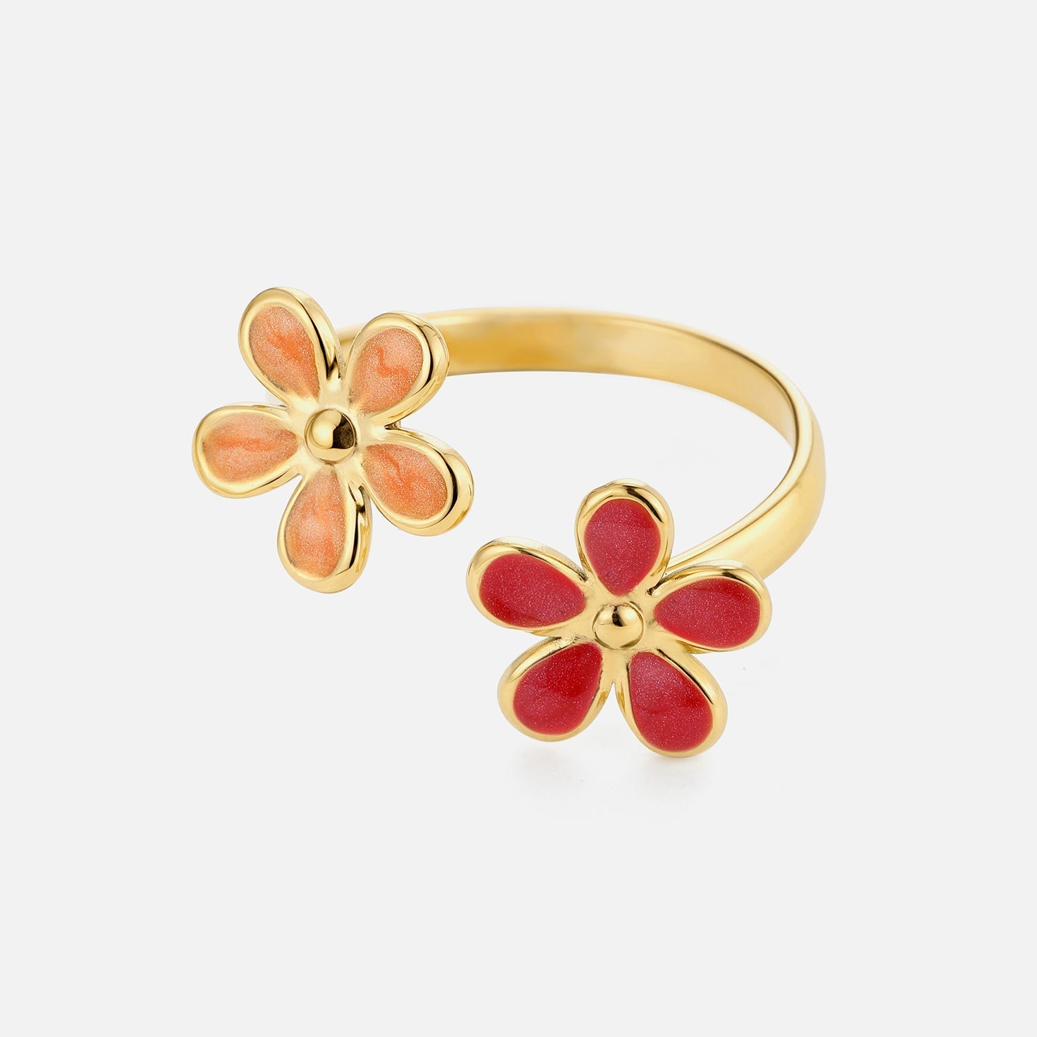 Ring gekleurde bloemen goud - Desieradenconcurrent.nl