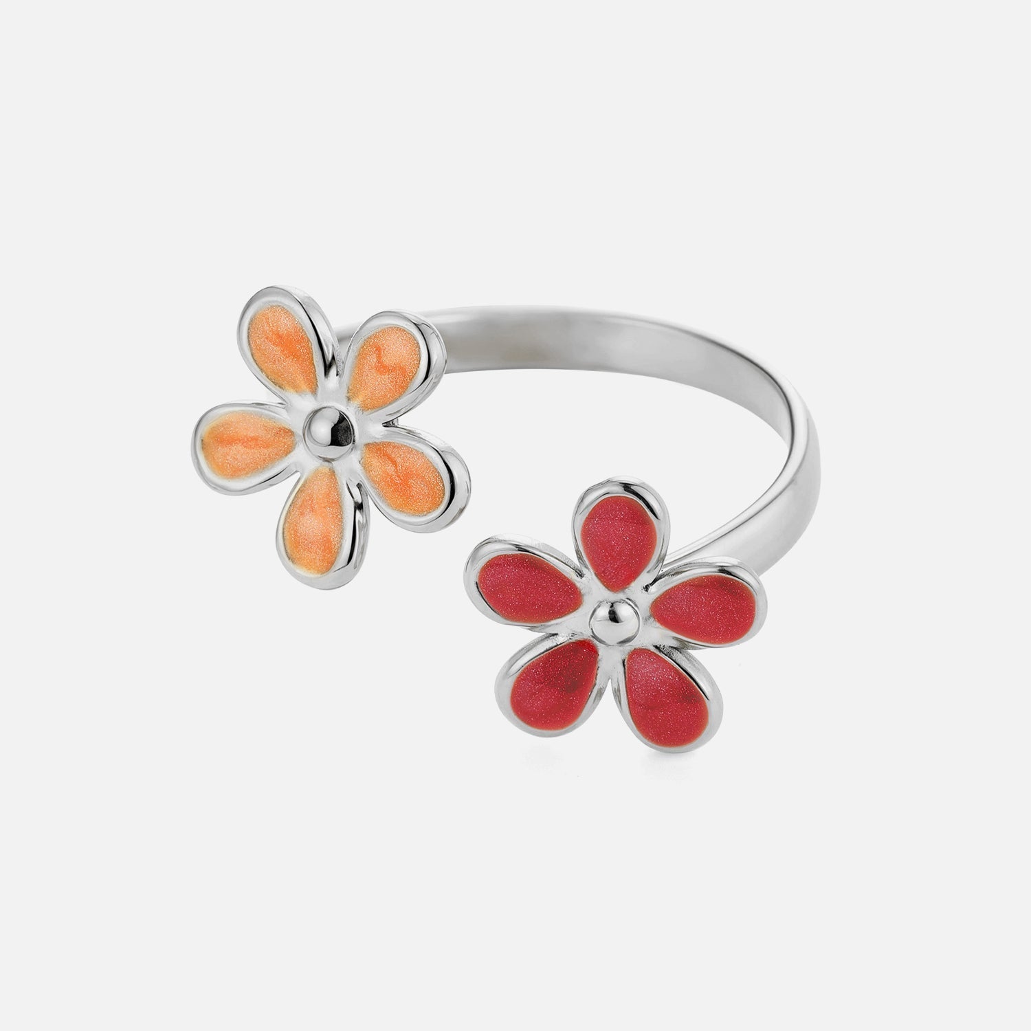 Ring gekleurde bloemen zilver - Desieradenconcurrent.nl