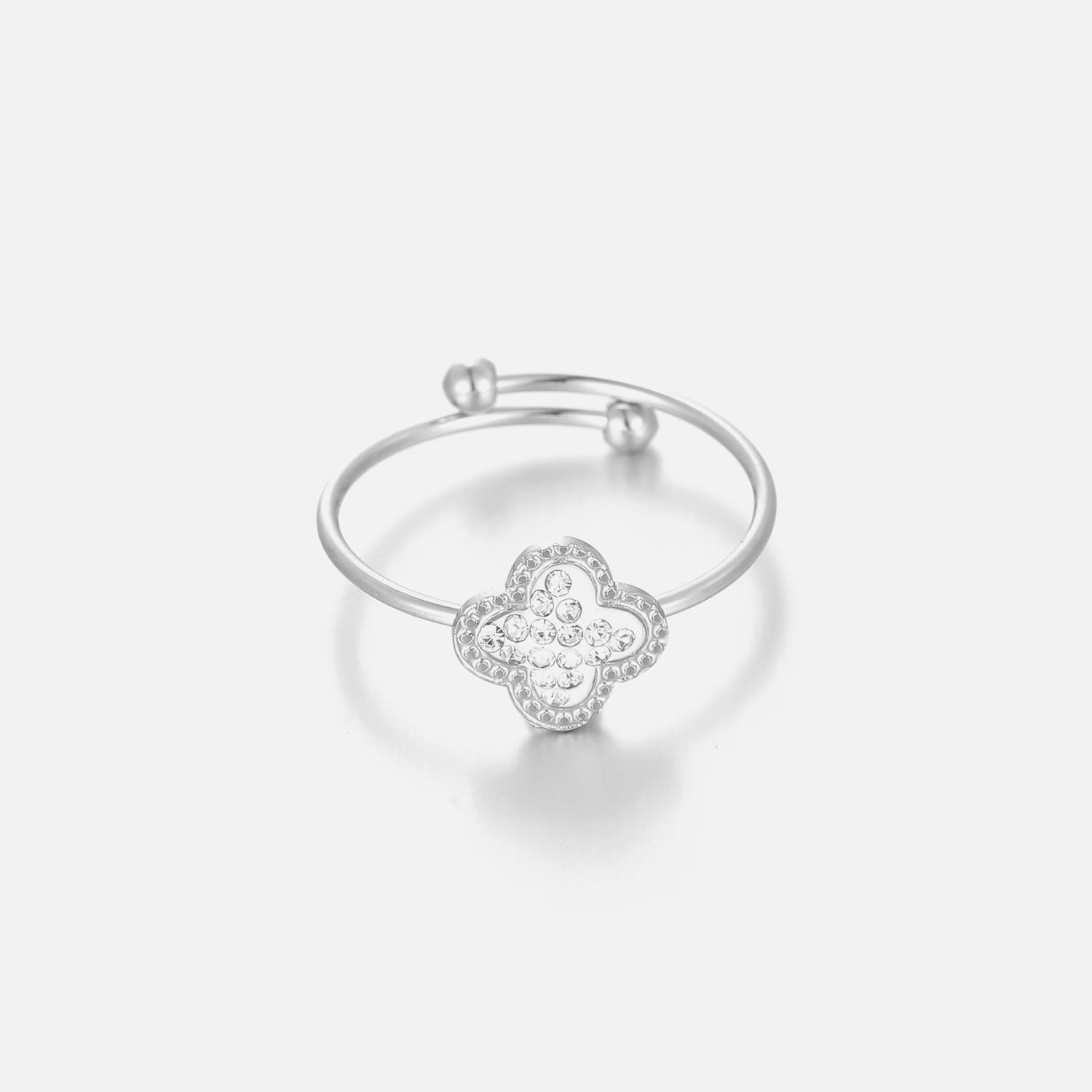 Ring klaver steentjes zilver - Desieradenconcurrent.nl