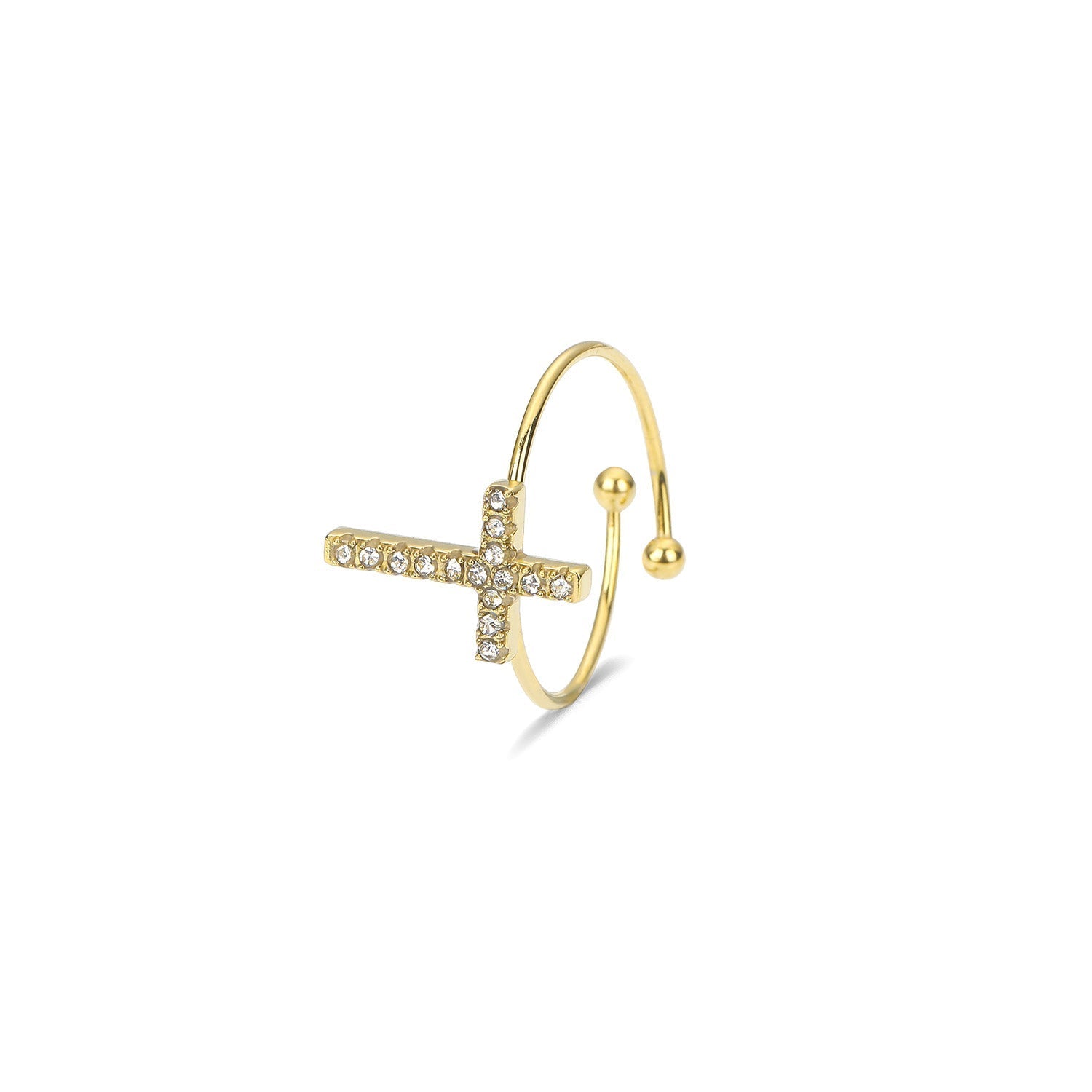 Ring kruisje steentjes goud - Desieradenconcurrent.nl