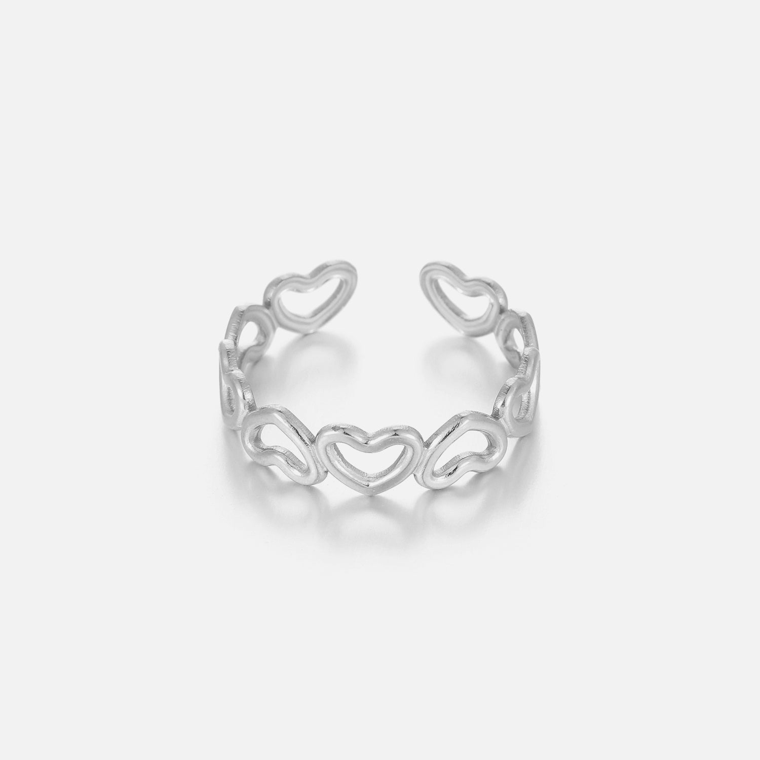 Ring open hartjes zilver - Desieradenconcurrent.nl