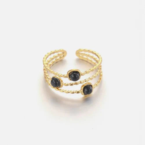 Ring three gems black goud - Desieradenconcurrent.nl