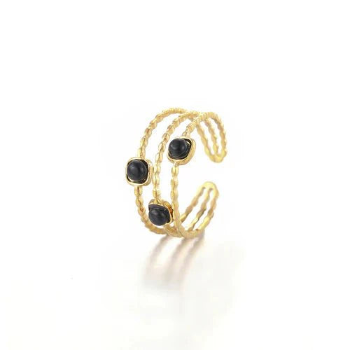 Ring three gems black goud - Desieradenconcurrent.nl