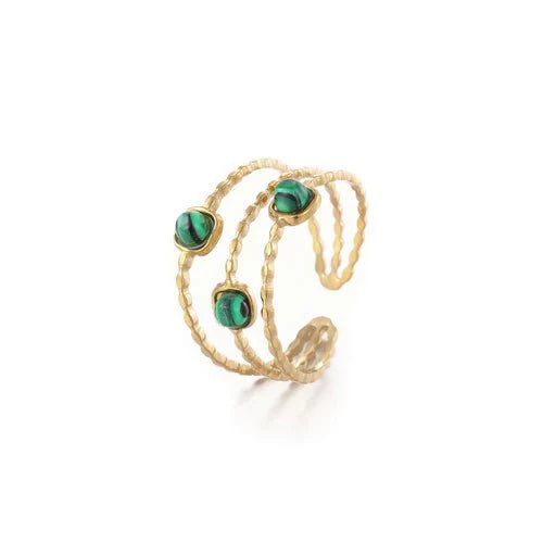 Ring three gems green goud - Desieradenconcurrent.nl