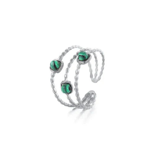 Ring three gems green zilver - Desieradenconcurrent.nl
