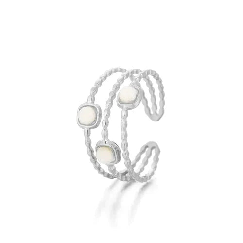 Ring three gems white zilver - Desieradenconcurrent.nl