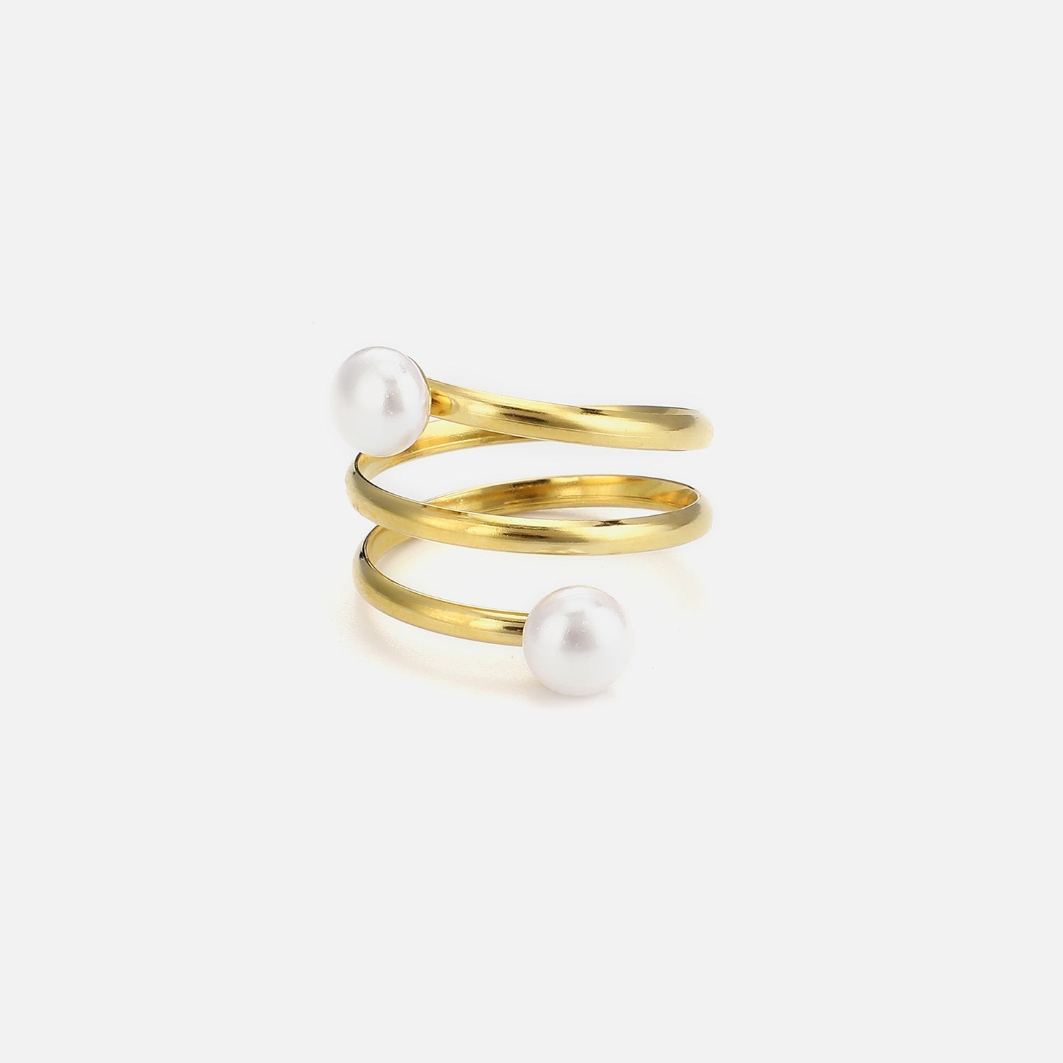 Ring twee parel gevormd goud - Desieradenconcurrent.nl