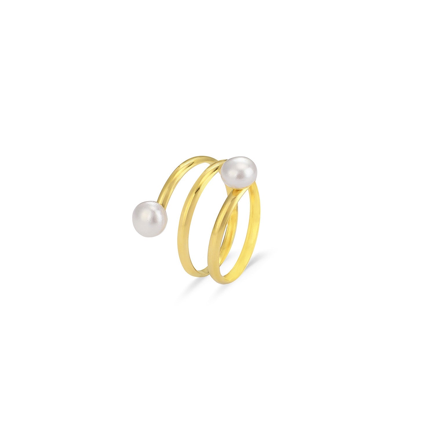 Ring twee parel gevormd goud - Desieradenconcurrent.nl