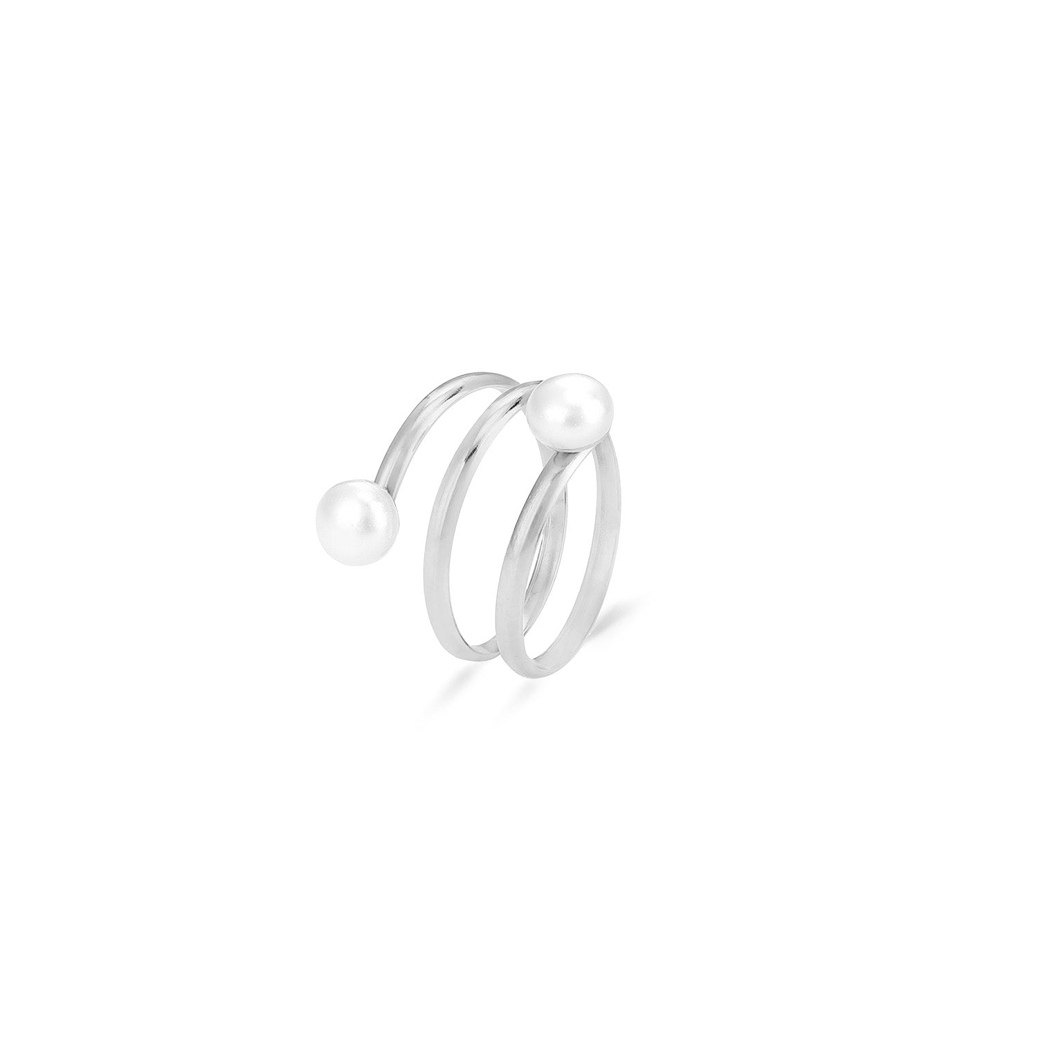 Ring twee parel gevormd zilver - Desieradenconcurrent.nl