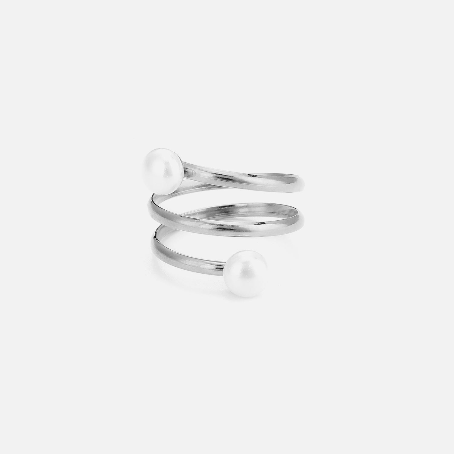 Ring twee parel gevormd zilver - Desieradenconcurrent.nl