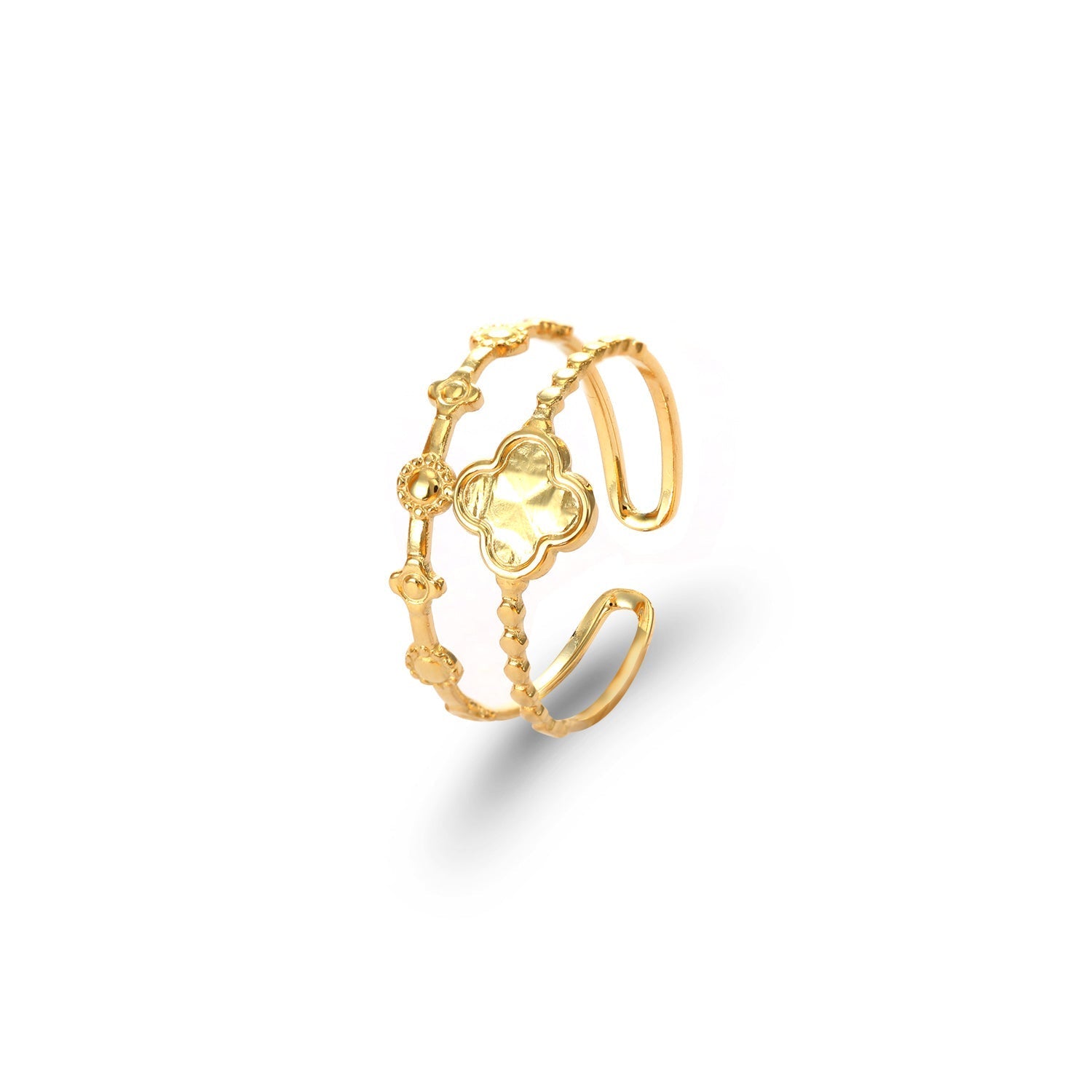 Ring tweelaags klaver goud - Desieradenconcurrent.nl