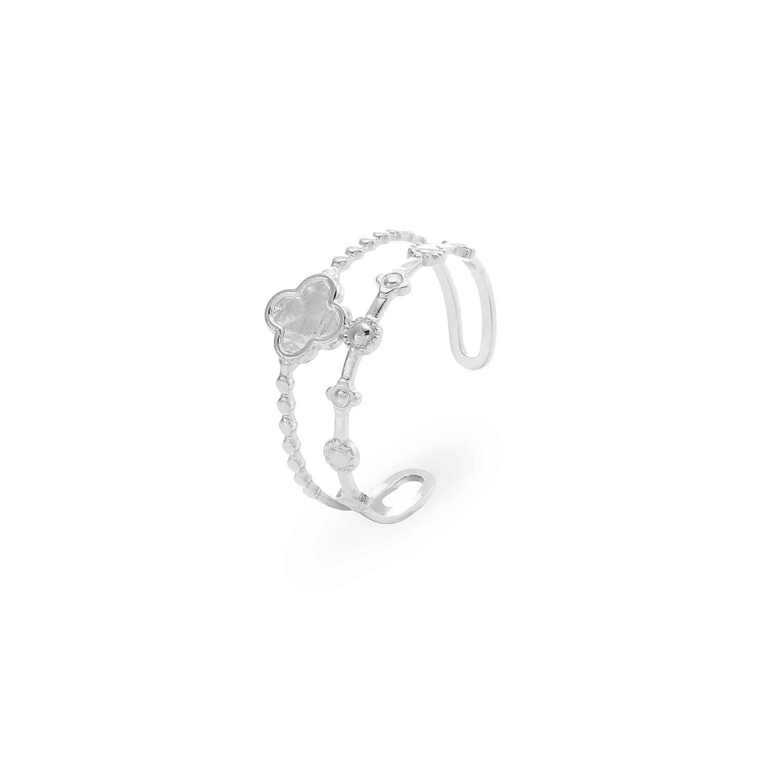 Ring tweelaags klaver zilver - Desieradenconcurrent.nl