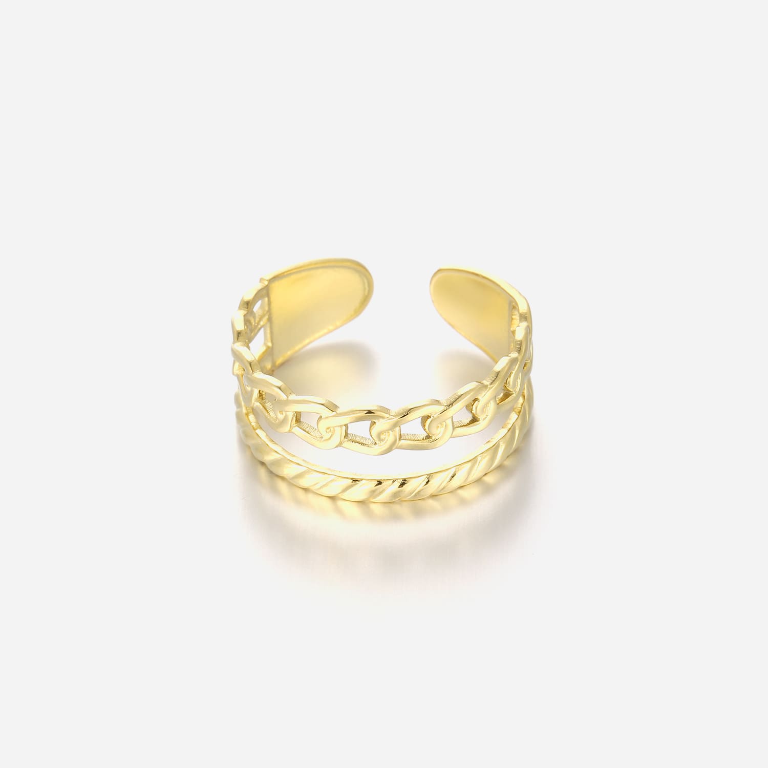 Ring tweelaags schakel goud - Desieradenconcurrent.nl