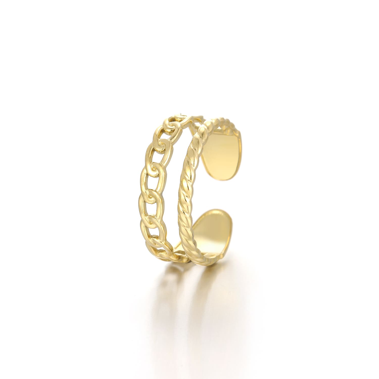 Ring tweelaags schakel goud - Desieradenconcurrent.nl