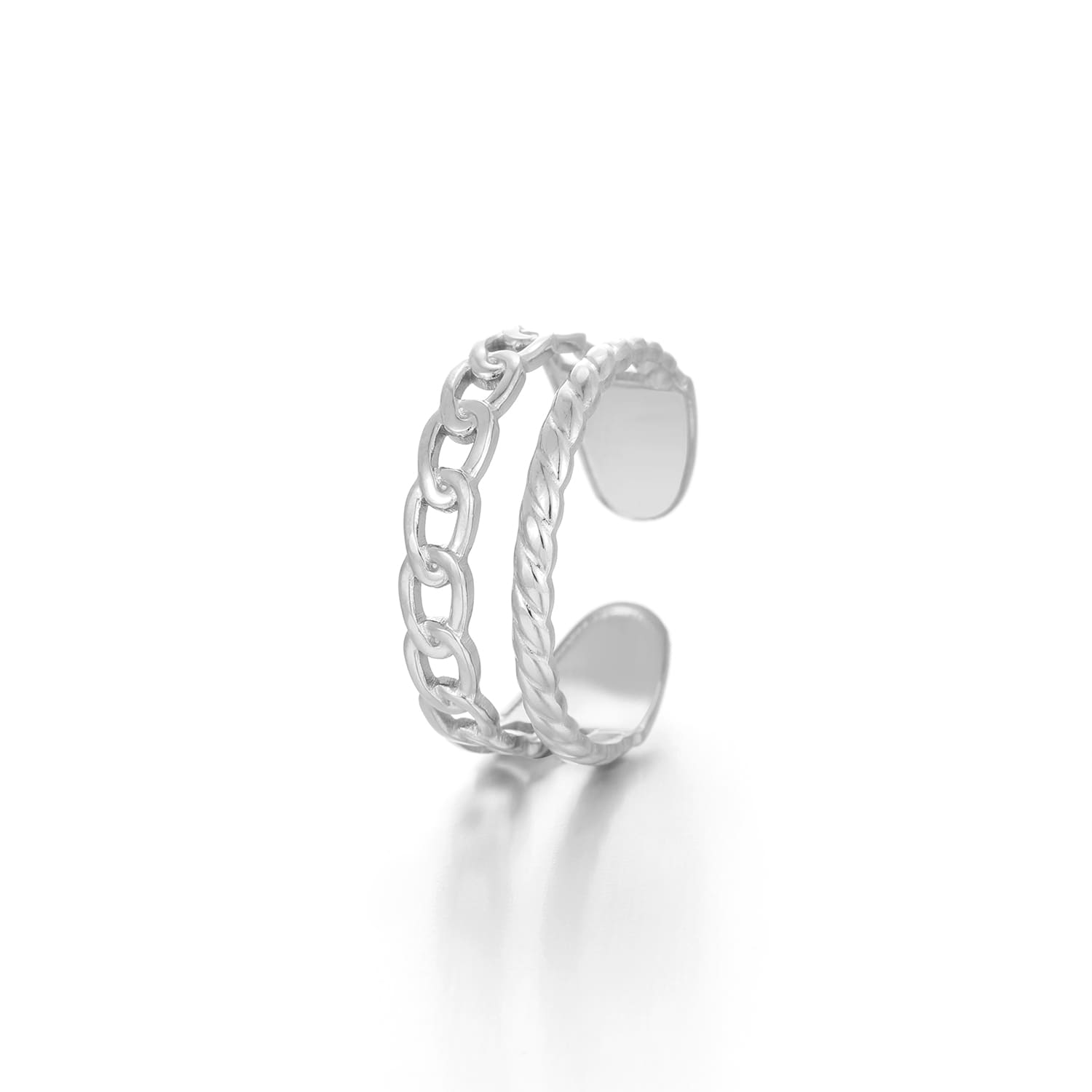 Ring tweelaags schakel zilver - Desieradenconcurrent.nl