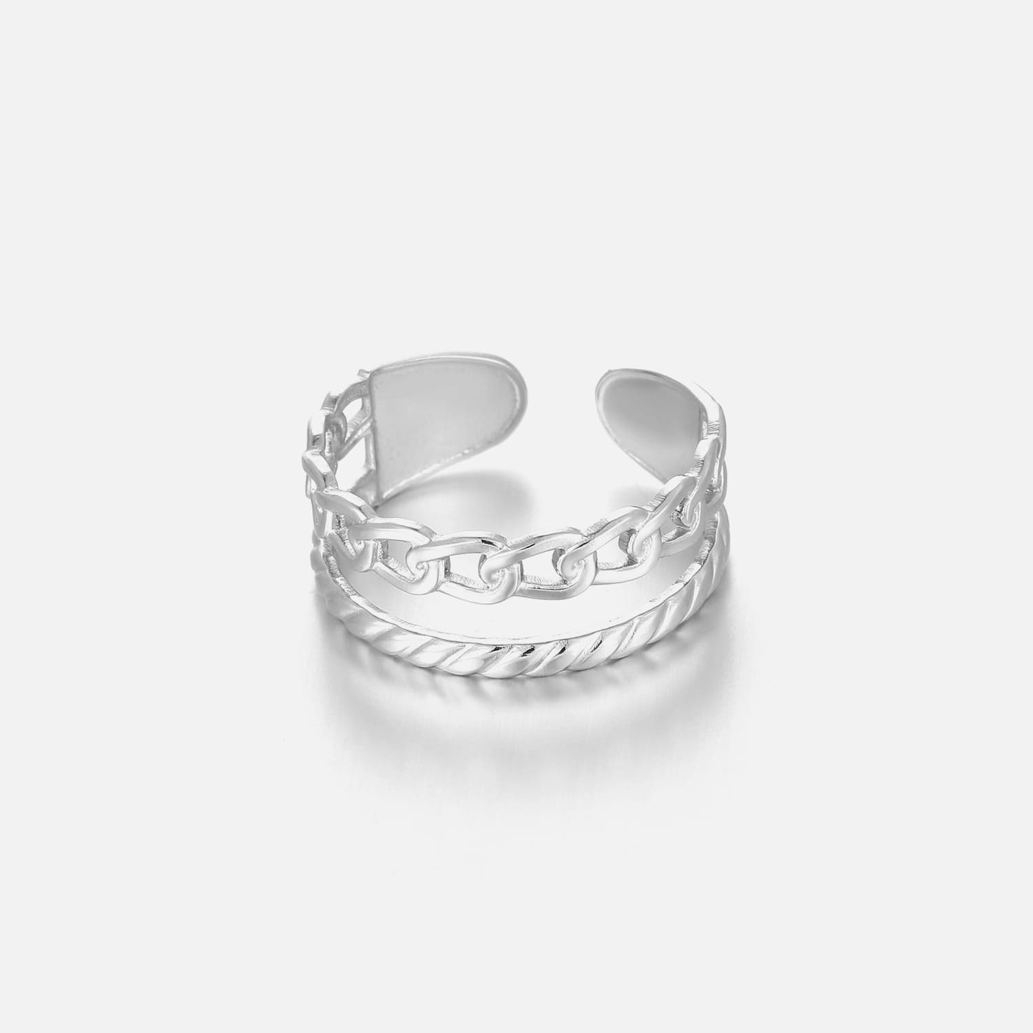 Ring tweelaags schakel zilver - Desieradenconcurrent.nl
