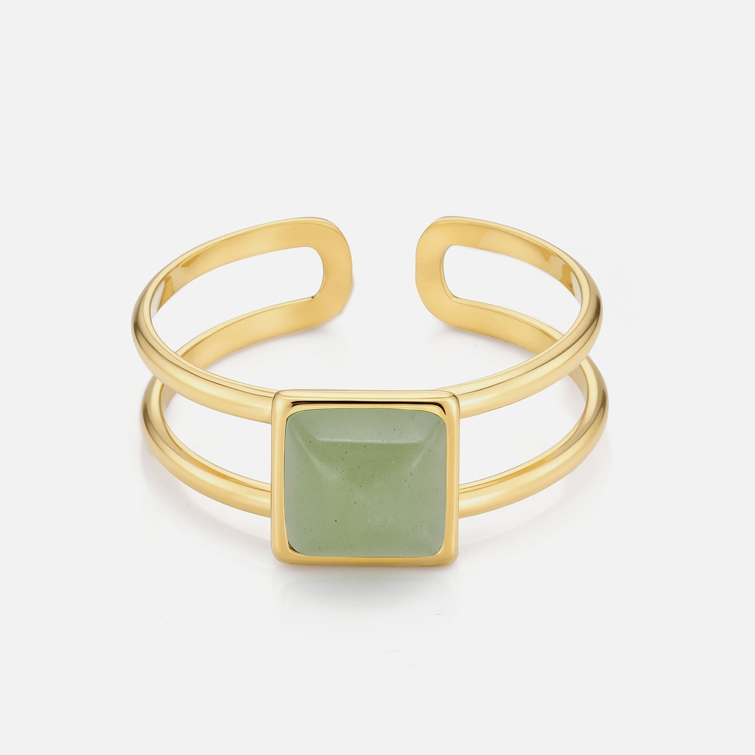 Ring vierkante groene steen goud - Desieradenconcurrent.nl