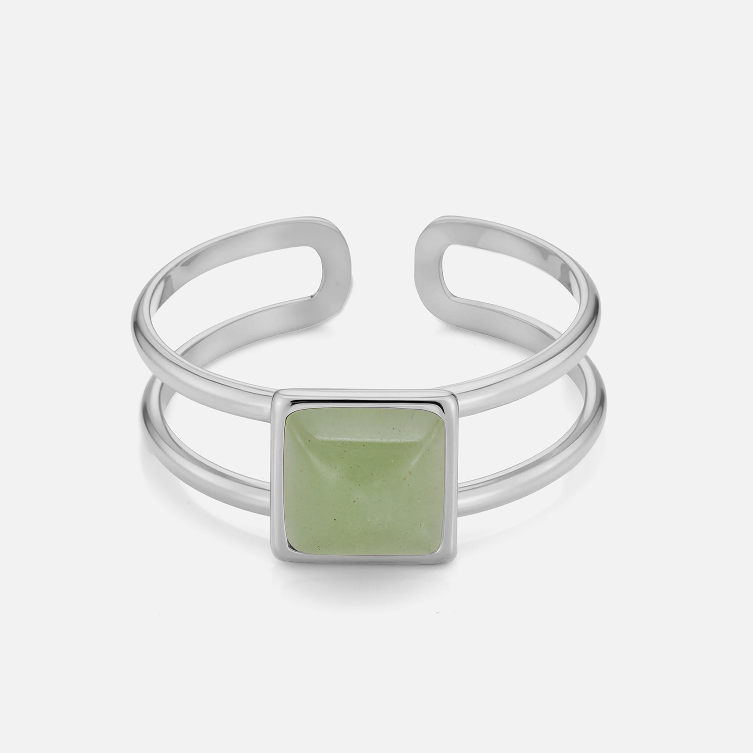 Ring vierkante groene steen zilver - Desieradenconcurrent.nl