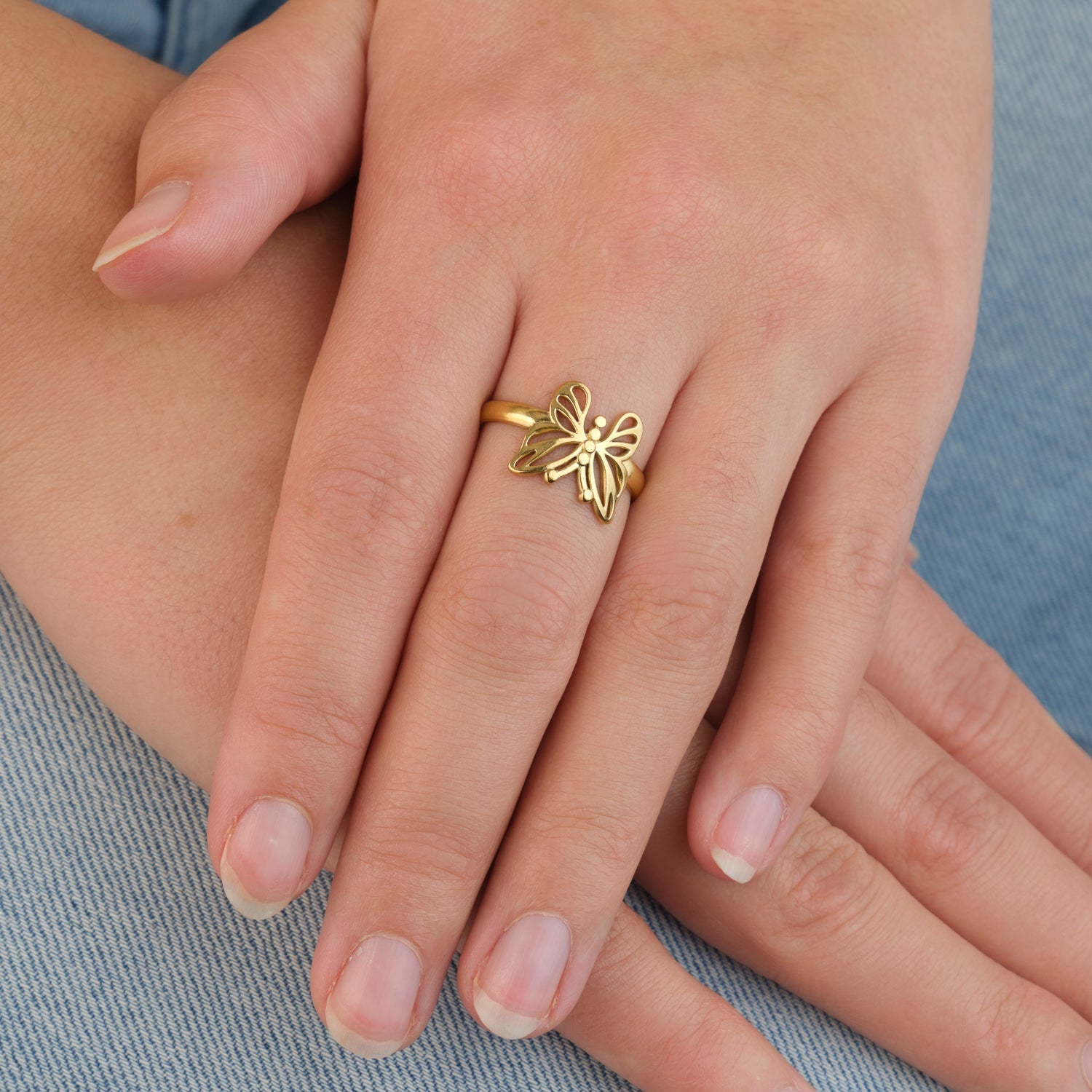 Ring vlinder icoon goud - Desieradenconcurrent.nl