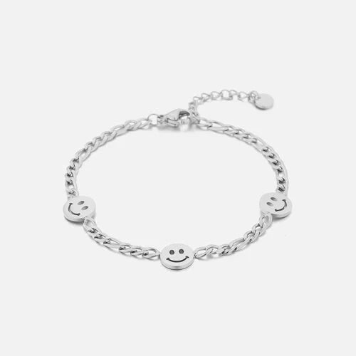 Schakelarmband smiley faces zilver - Desieradenconcurrent.nl
