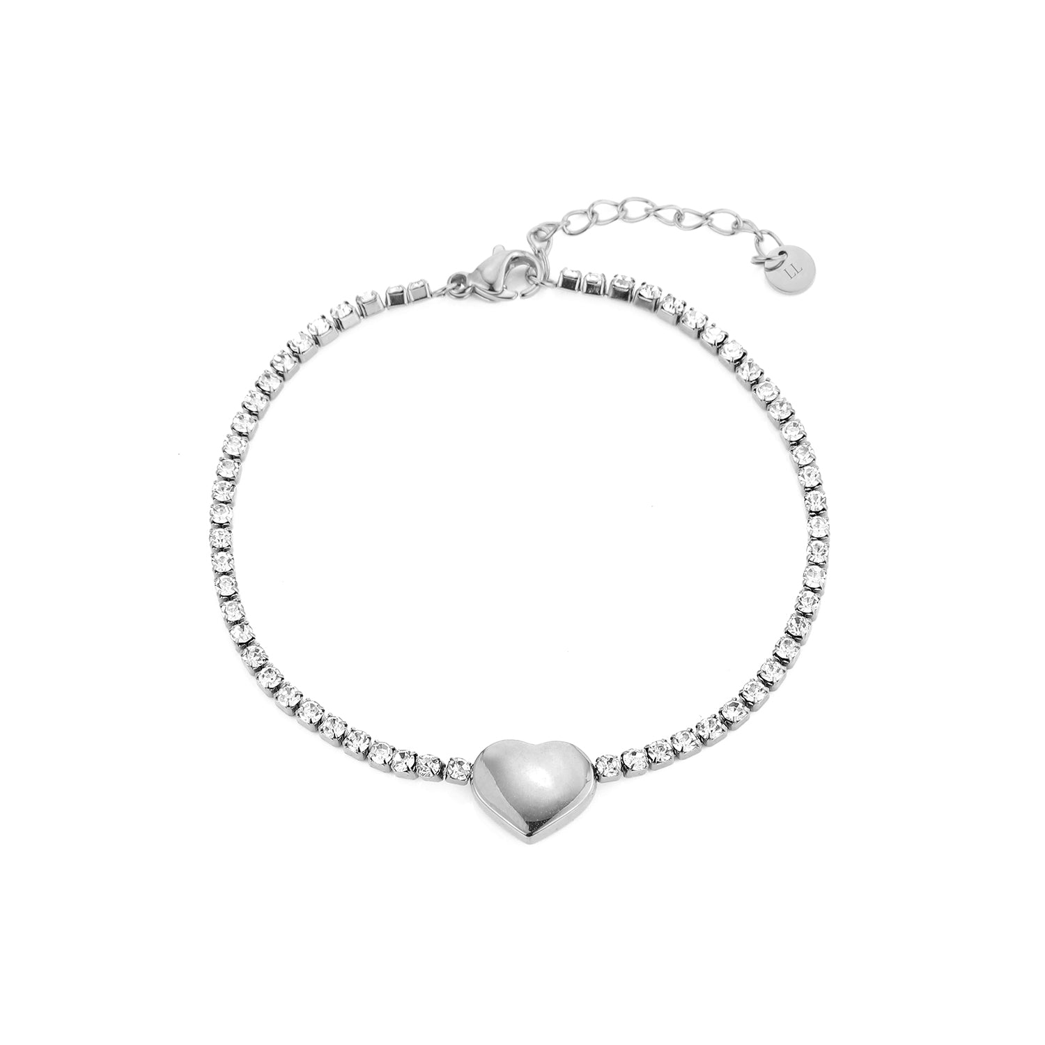 Tennis armband hartje zilver - Desieradenconcurrent.nl