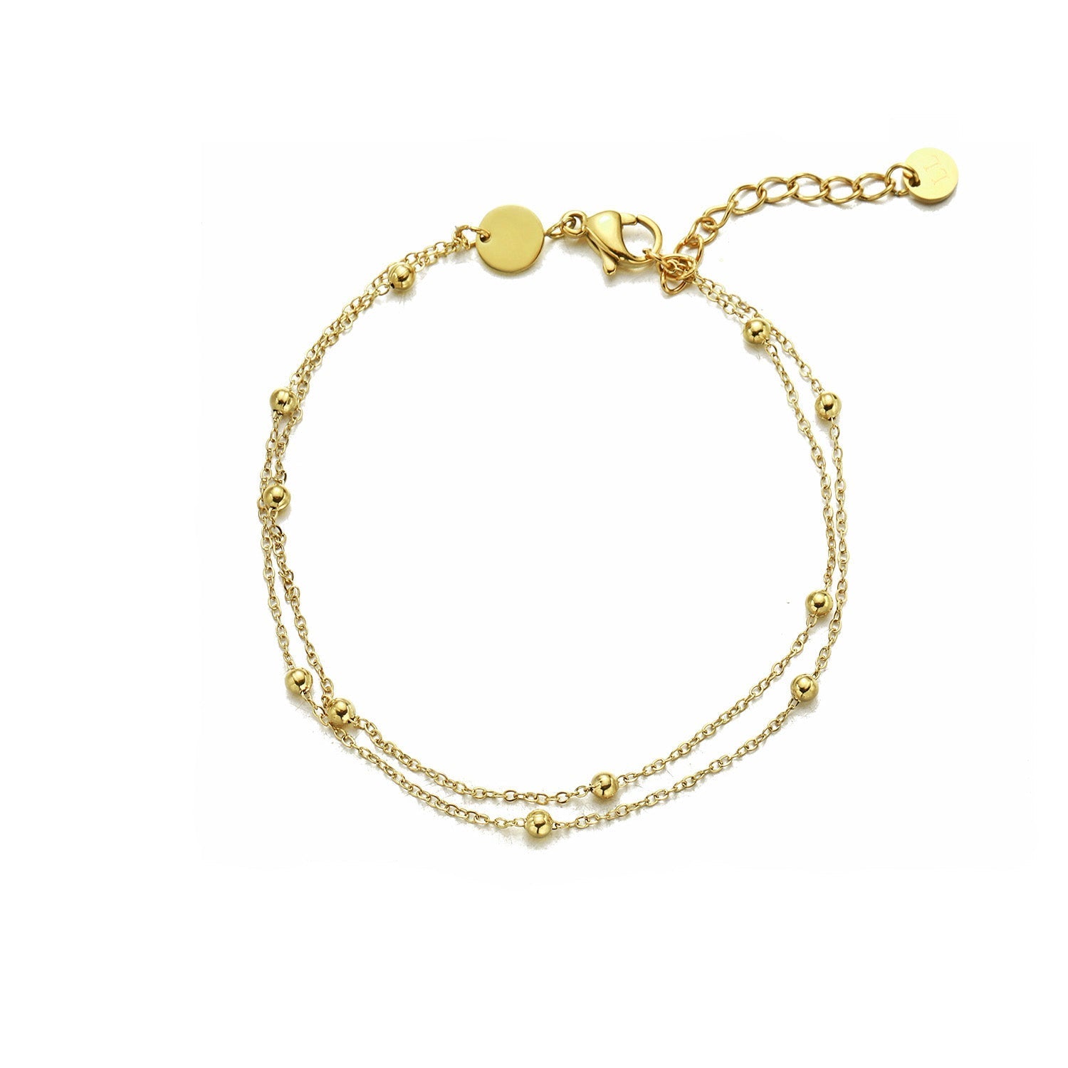 Tweelaags bolletjes armband goud - Desieradenconcurrent.nl