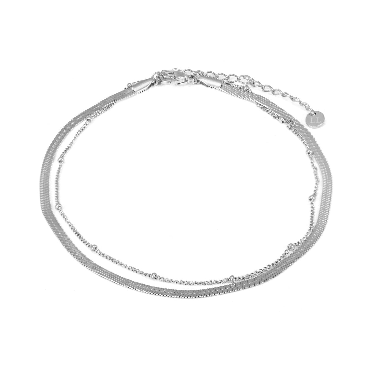 Layered Bangle Anklet with Beads