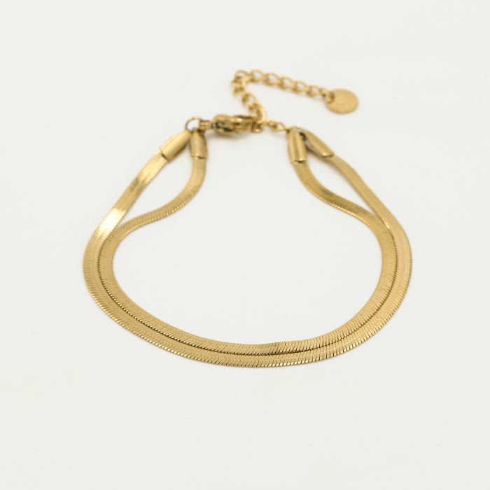 Tweelaags platte armband goud - Desieradenconcurrent.nl
