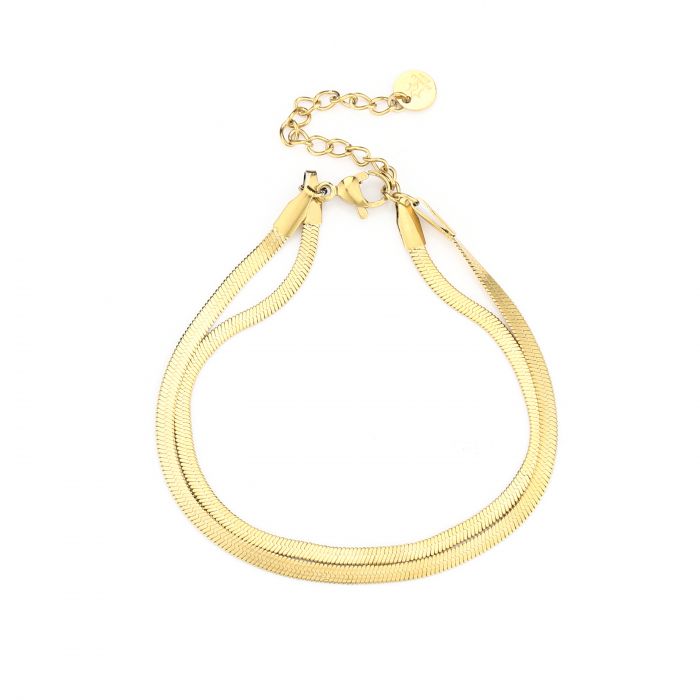 Tweelaags platte armband goud - Desieradenconcurrent.nl