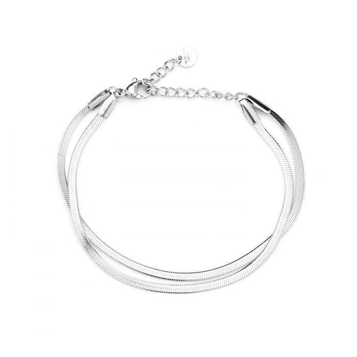 Tweelaags platte armband zilver - Desieradenconcurrent.nl