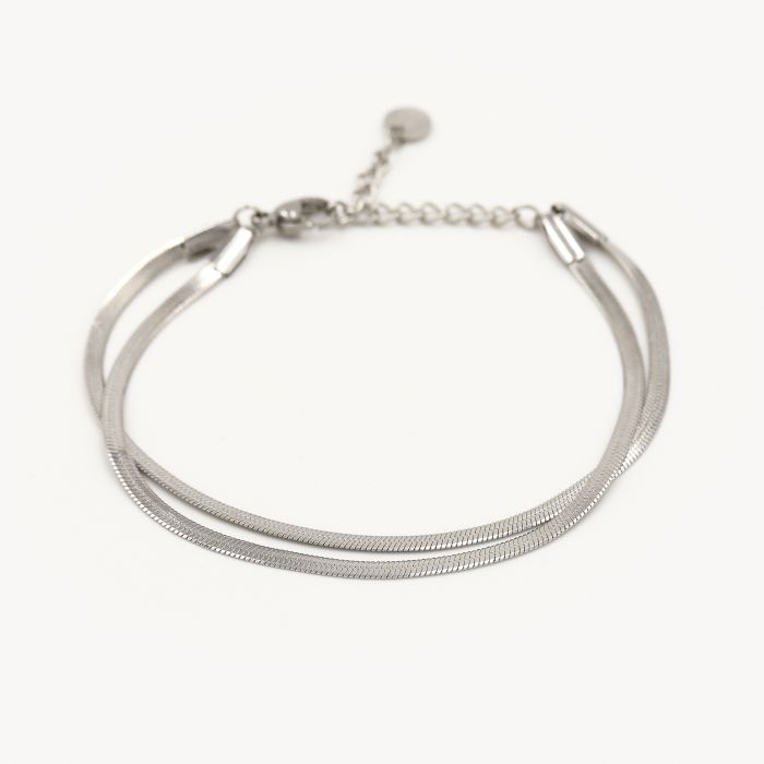 Tweelaags platte armband zilver - Desieradenconcurrent.nl