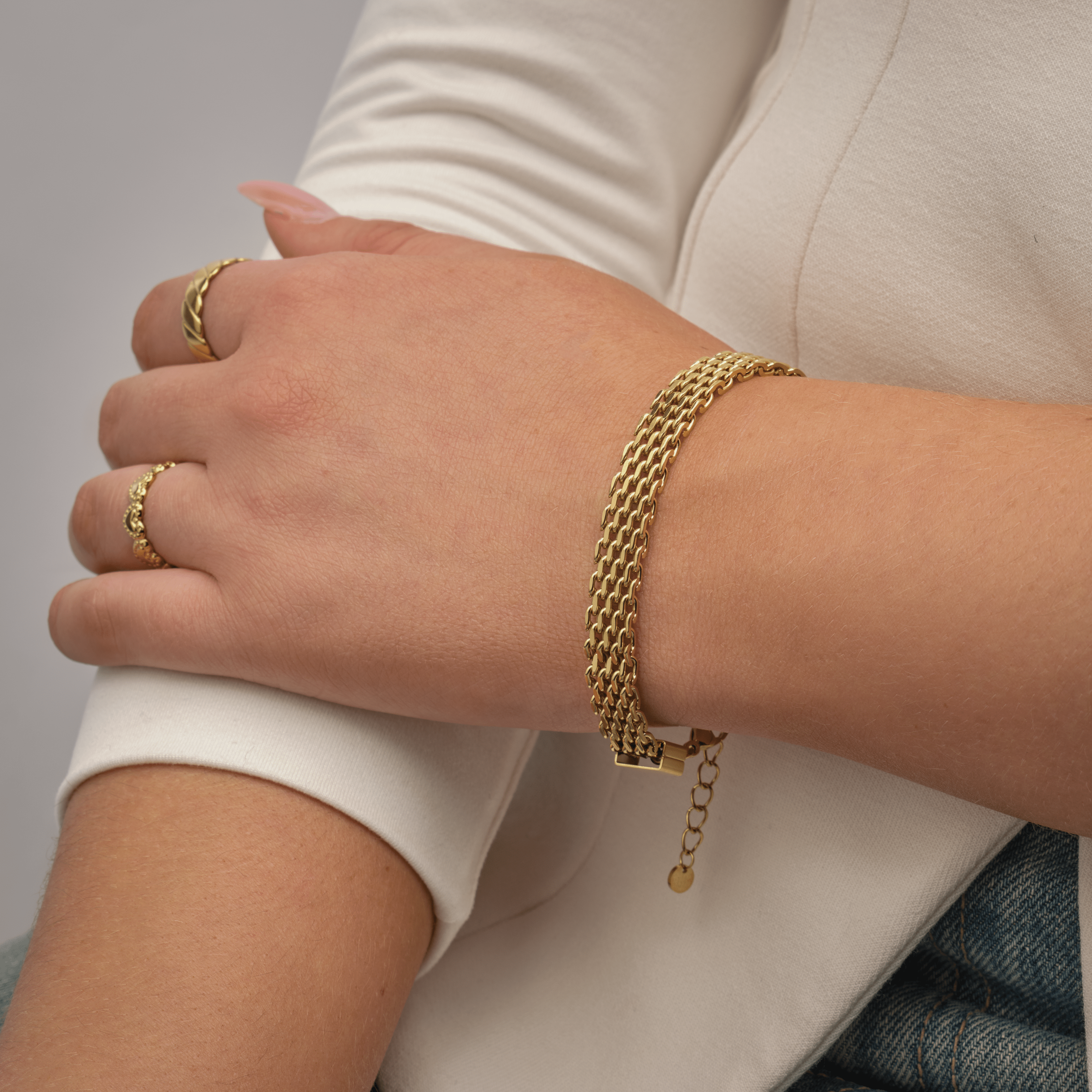 Visgraat armband goud - Desieradenconcurrent.nl