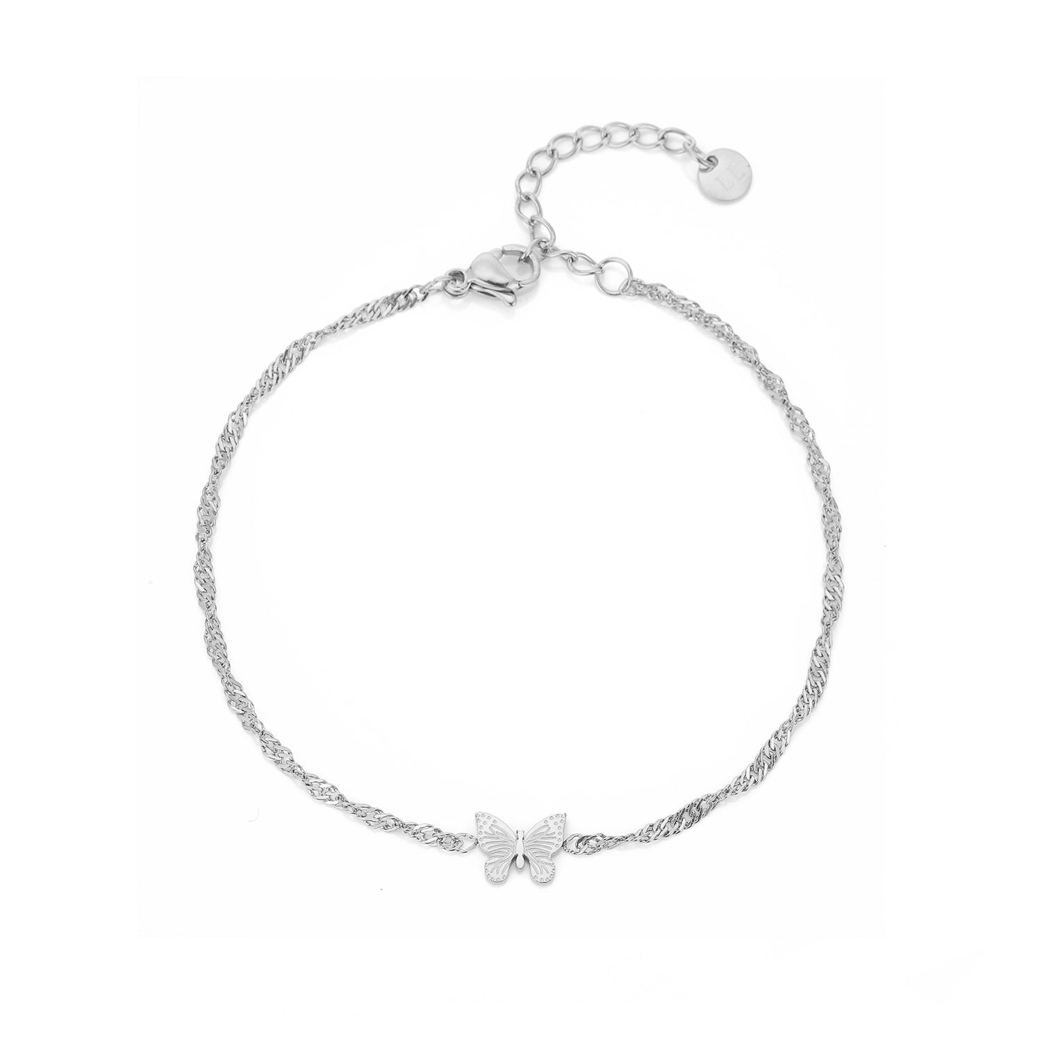 Dames armband zilver met vlinder. Teken van vijheid.