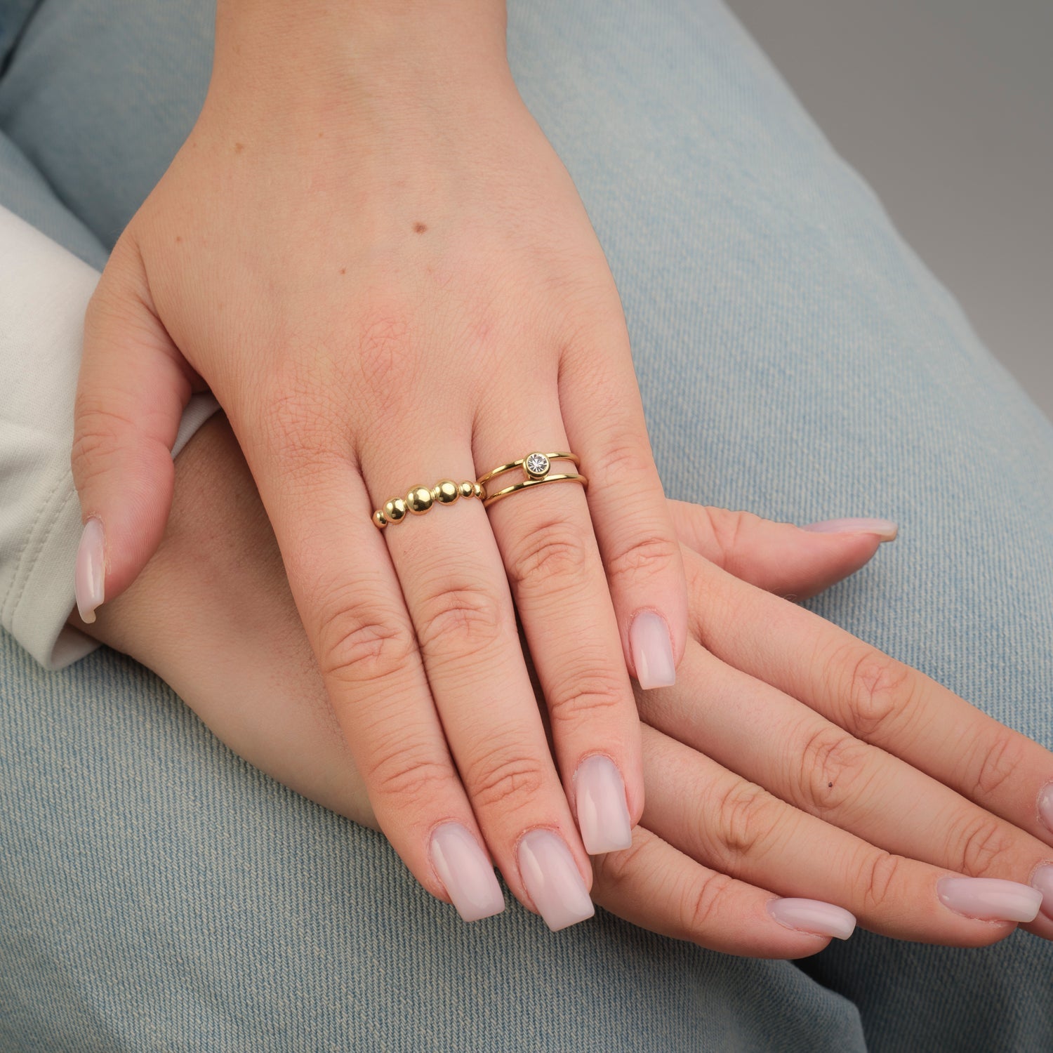 Layered Ring with Gemstone