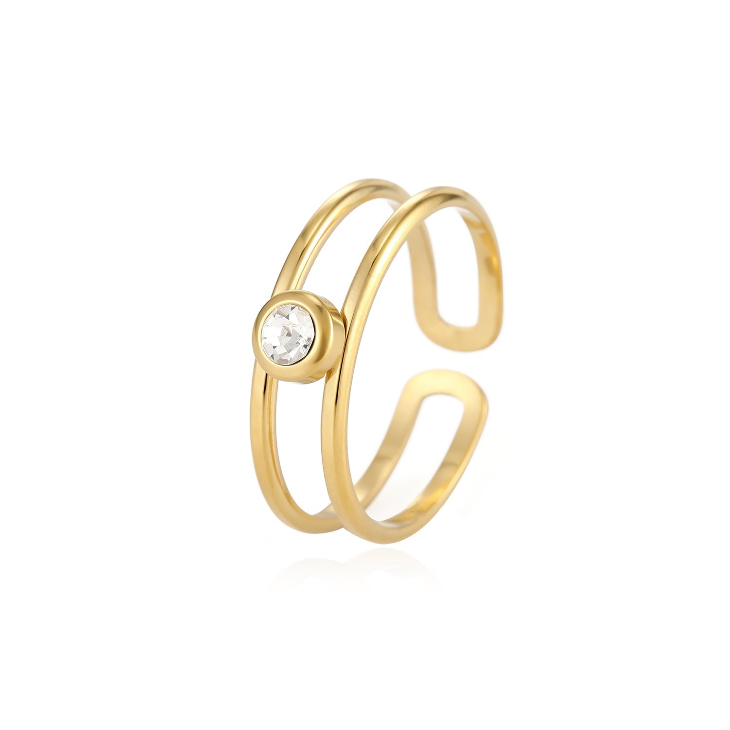 Layered Ring with Gemstone