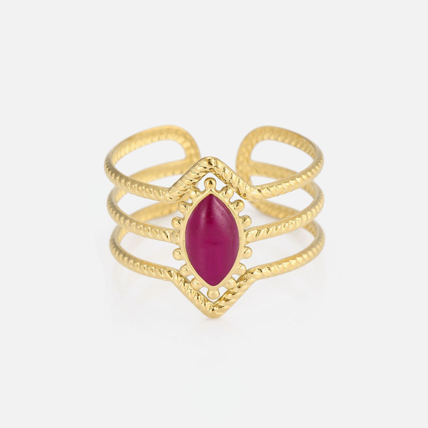 Three-Layer Natural Stone Ring