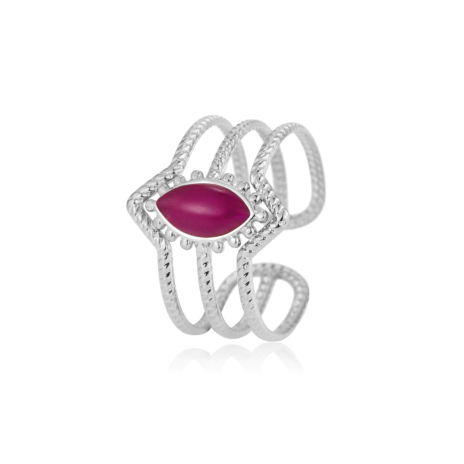 Three-Layer Natural Stone Ring