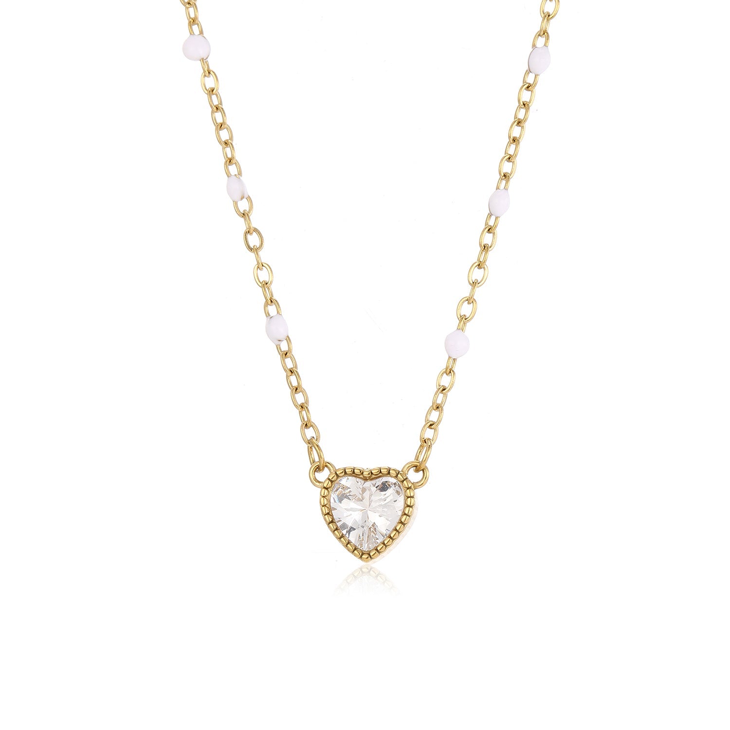 Diamond Heart Chain with Pearls