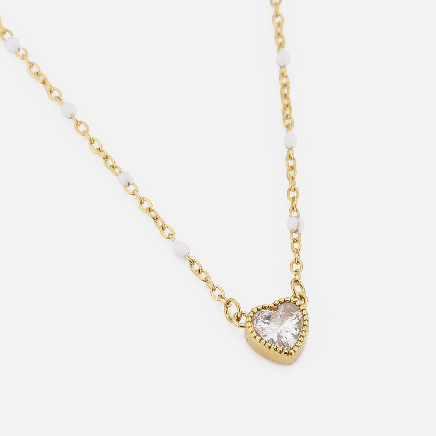 Diamond Heart Chain with Pearls