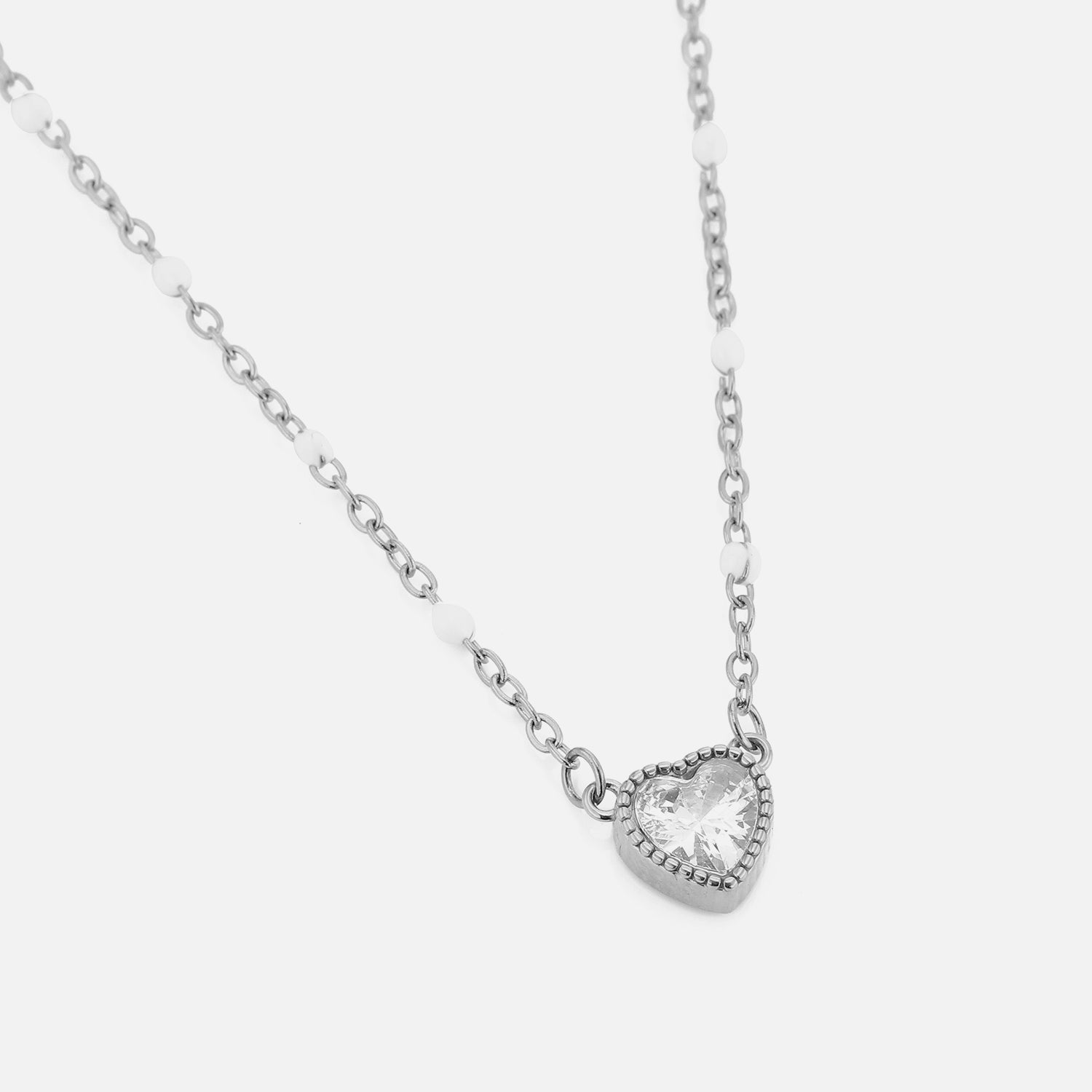 Diamond Heart Chain with Pearls
