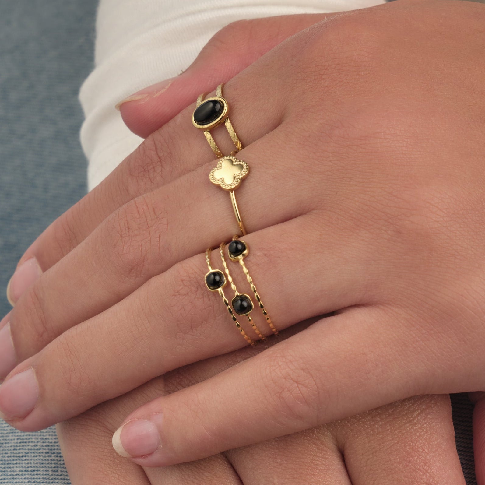 Ring Three Black Gems
